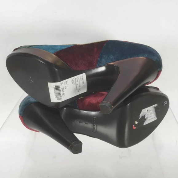 Coach Multicolored Velvet Logo Mosaic Open Toe NWT - Picture 6 of 6